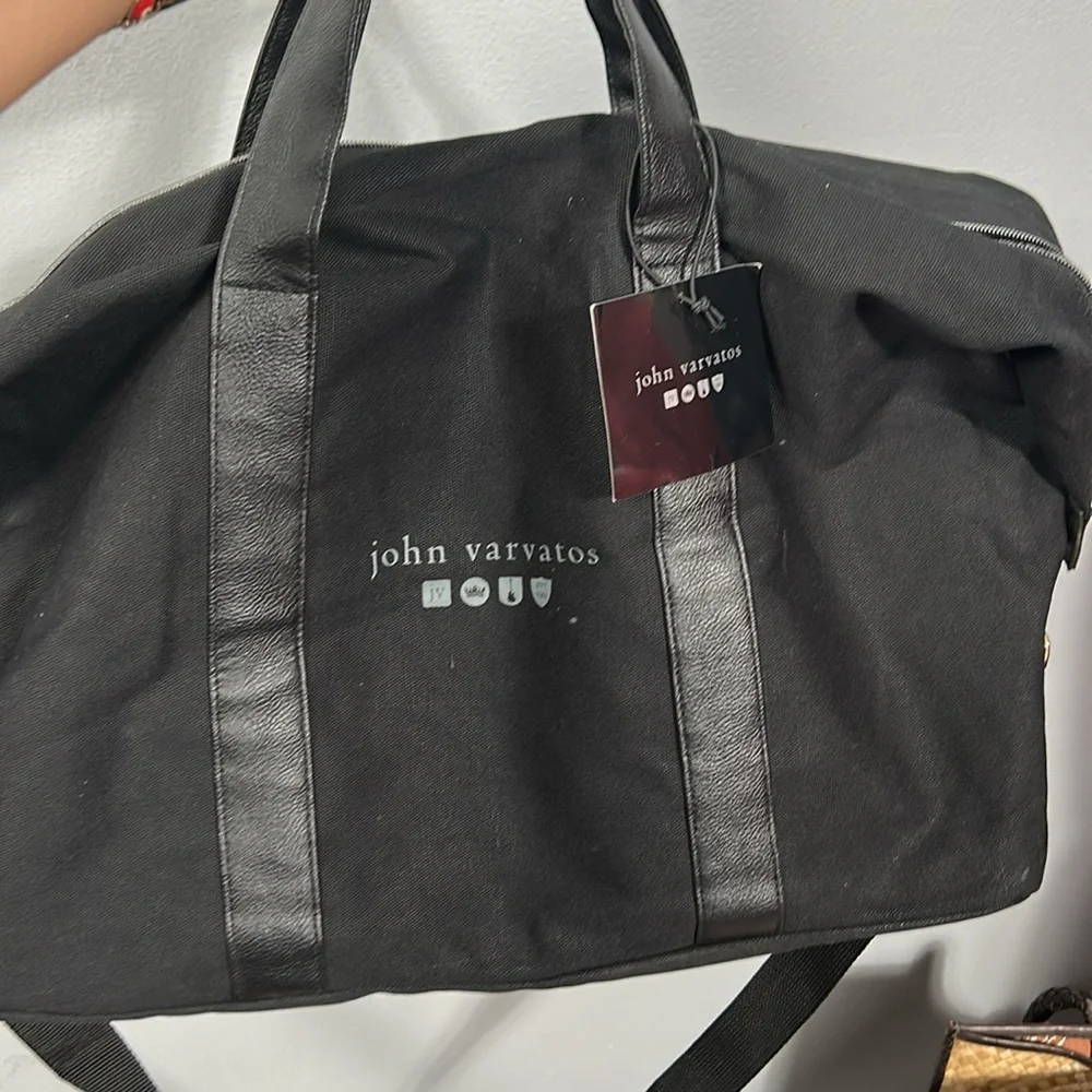 John Varvatos Black Men's Overnight bag 100% canvas NWT